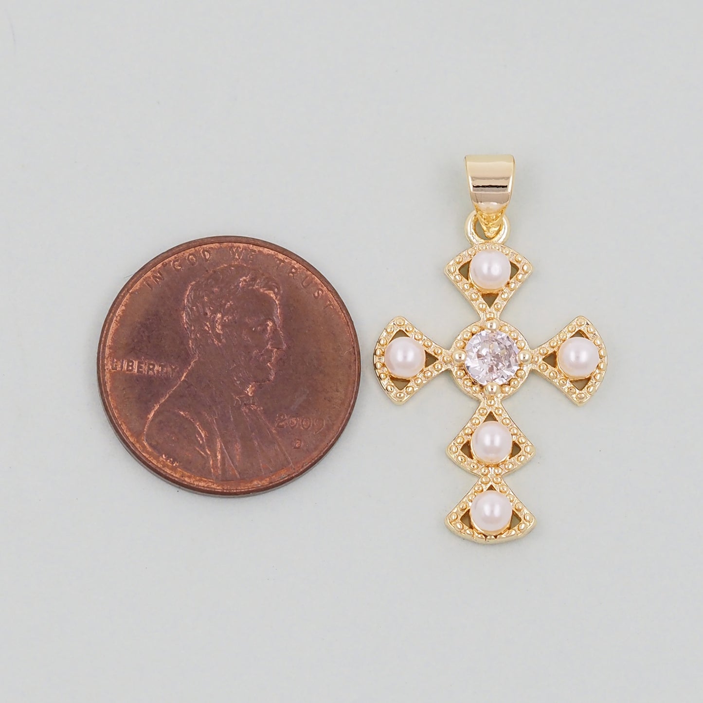 Gold Cross Charms,18K Gold Filled CZ Cross Pendant,Religious Charm Bracelet Necklace for DIY Jewelry Making Supply