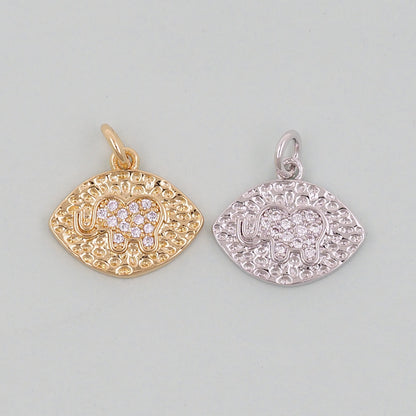 Gold Oval Elephant Charms,18K Gold Filled CZ Elephant Pendant,Elephant Charm Bracelet Necklace for DIY Jewelry Making Supply