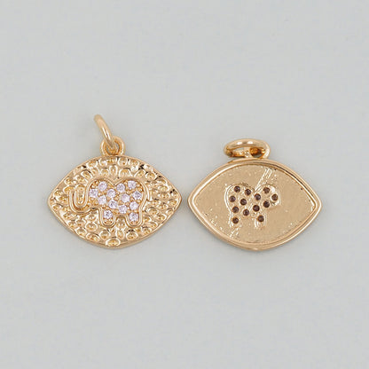 Gold Oval Elephant Charms,18K Gold Filled CZ Elephant Pendant,Elephant Charm Bracelet Necklace for DIY Jewelry Making Supply