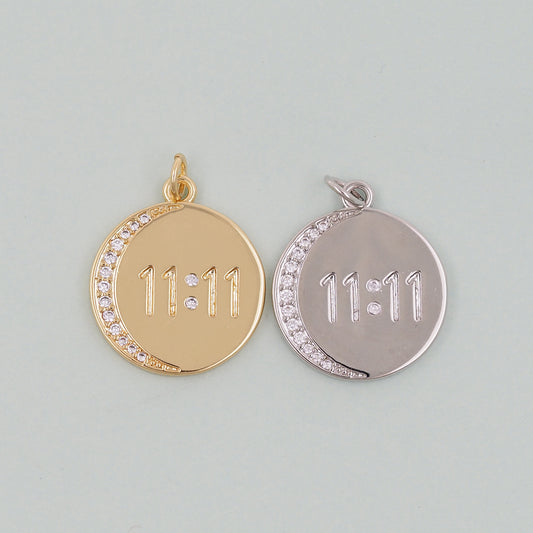 Gold 11:11 Charms,18K Gold Filled Angel numbers Pendant,Angel numbers Charm Bracelet Necklace for DIY Jewelry Making Supply