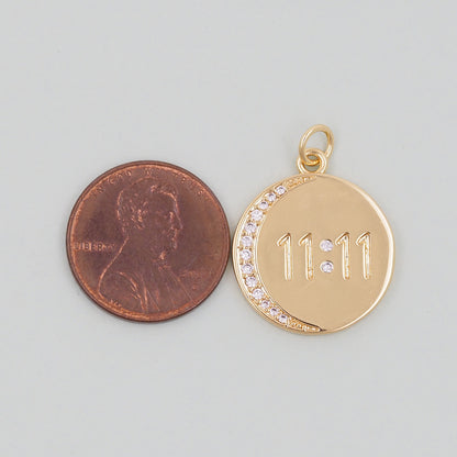 Gold 11:11 Charms,18K Gold Filled Angel numbers Pendant,Angel numbers Charm Bracelet Necklace for DIY Jewelry Making Supply