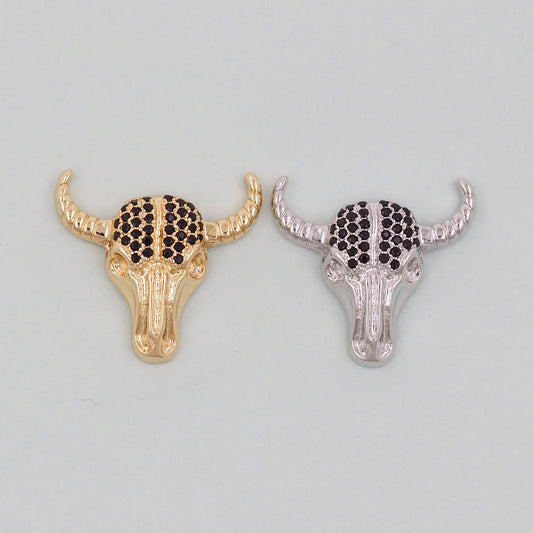 Gold Horns Charms,18K Gold Filled cow head Pendant,cow head Charm Bracelet Necklace for DIY Jewelry Making Supply