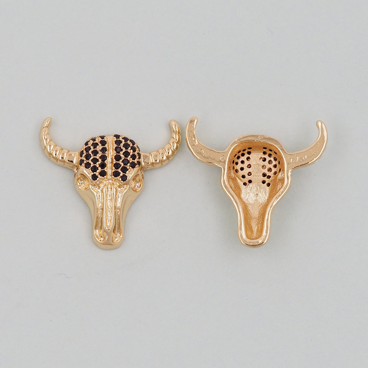 Gold Horns Charms,18K Gold Filled cow head Pendant,cow head Charm Bracelet Necklace for DIY Jewelry Making Supply