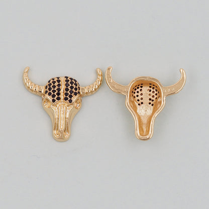 Gold Horns Charms,18K Gold Filled cow head Pendant,cow head Charm Bracelet Necklace for DIY Jewelry Making Supply