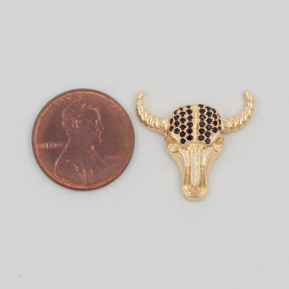 Gold Horns Charms,18K Gold Filled cow head Pendant,cow head Charm Bracelet Necklace for DIY Jewelry Making Supply
