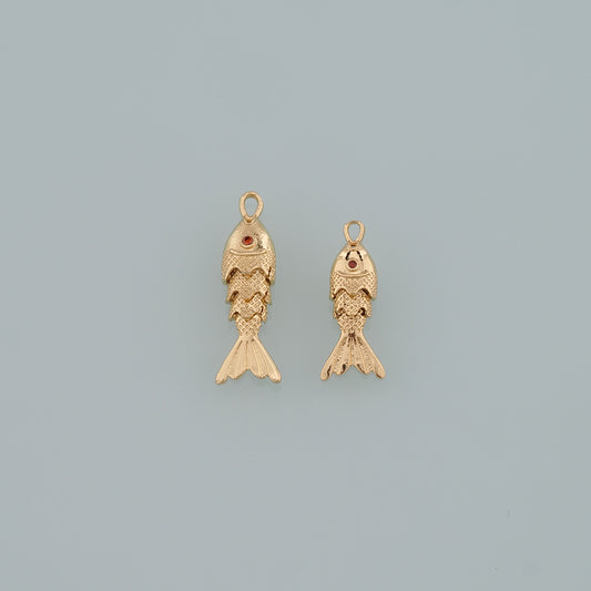 Gold Fish Charms,18K Gold Filled Fish Pendant,Ocean Charm Bracelet Necklace for DIY Jewelry Making Supply