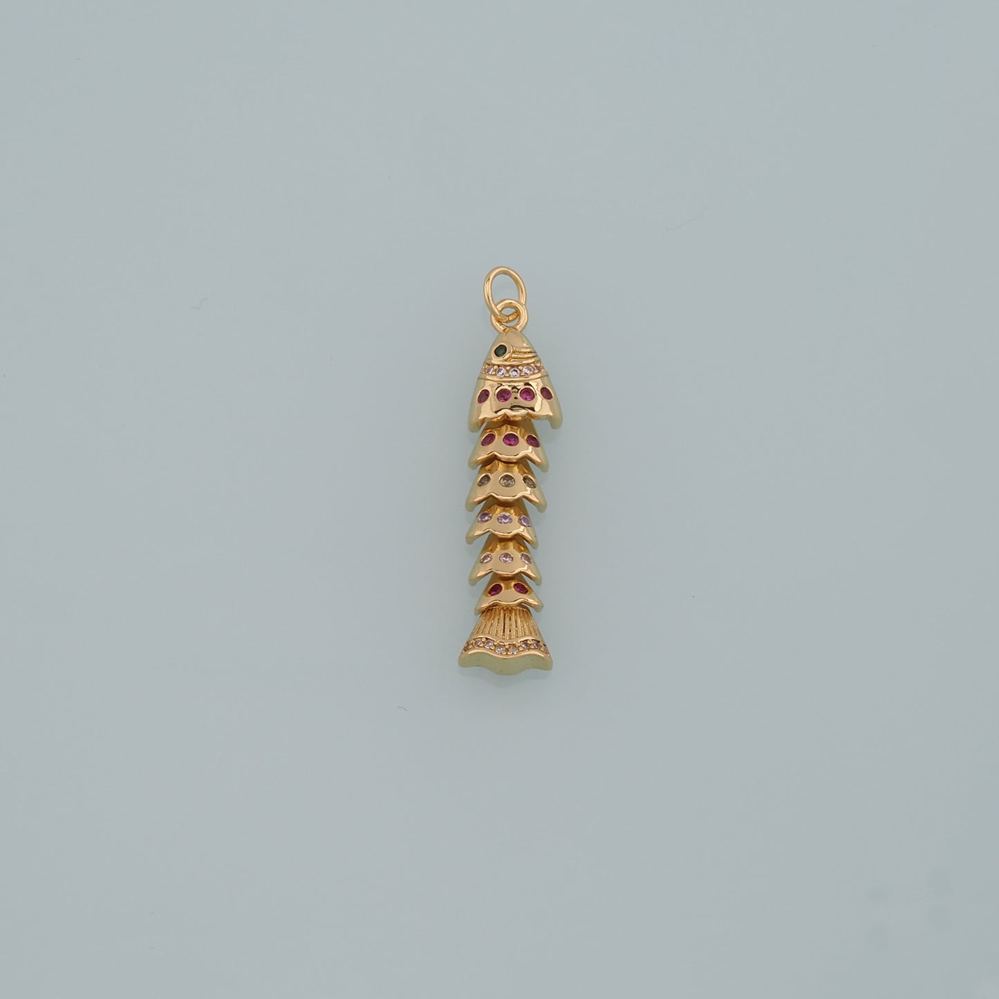 Gold Fish Charms,18K Gold Filled Fish Pendant,CZ Micro Pave Ocean Charm Bracelet Necklace for DIY Jewelry Making Supply