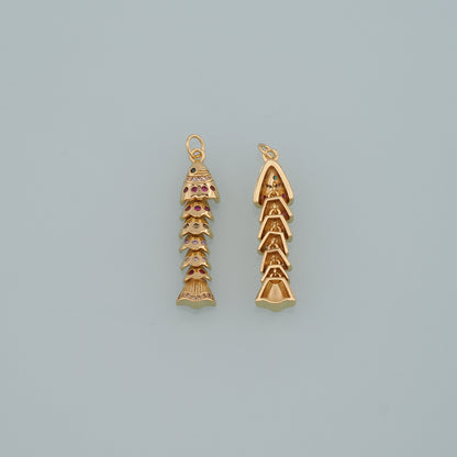 Gold Fish Charms,18K Gold Filled Fish Pendant,CZ Micro Pave Ocean Charm Bracelet Necklace for DIY Jewelry Making Supply