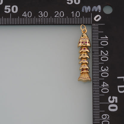 Gold Fish Charms,18K Gold Filled Fish Pendant,CZ Micro Pave Ocean Charm Bracelet Necklace for DIY Jewelry Making Supply