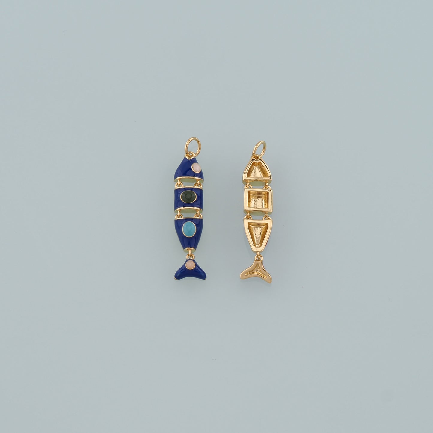 Gold Fish Charms,18K Gold Filled Fish Pendant,Enamel Ocean Charm Bracelet Necklace for DIY Jewelry Making Supply