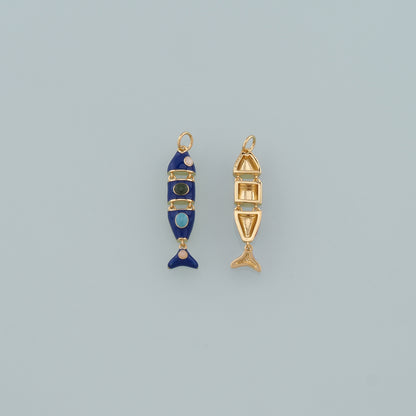 Gold Fish Charms,18K Gold Filled Fish Pendant,Enamel Ocean Charm Bracelet Necklace for DIY Jewelry Making Supply