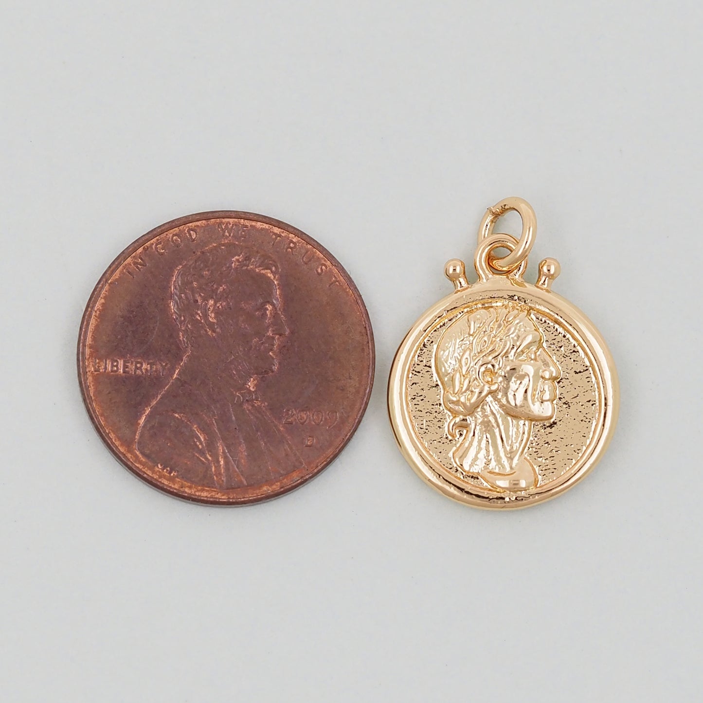 Gold Geometry Charms,18K Gold Filled Round Coin Pendant,geometry Charm Bracelet Necklace for DIY Jewelry Making Supply