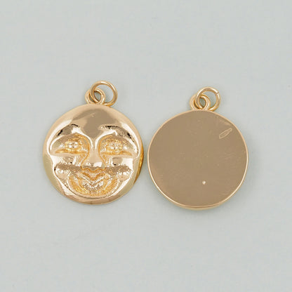 Gold Sun Charms,18K Gold Filled Sun Pendant,celestial  Charm Bracelet Necklace for DIY Jewelry Making Supply