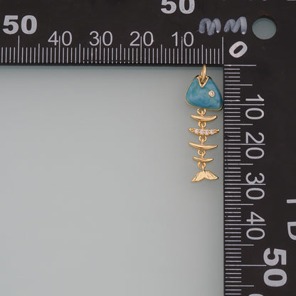 Gold Fish Charms,18K Gold Filled Fish Pendant,Enamel Fish Bones Charm Bracelet Necklace for DIY Jewelry Making Supply
