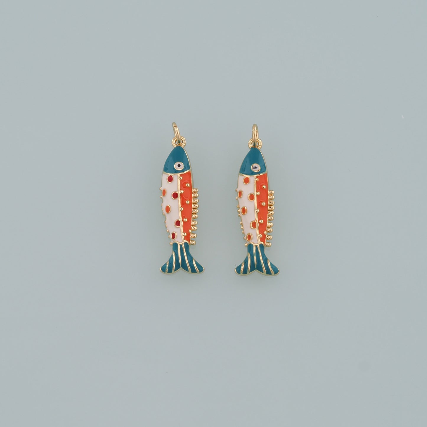 Gold Fish Charms,18K Gold Filled Fish Pendant,Enamel Ocean Charm Bracelet Necklace for DIY Jewelry Making Supply