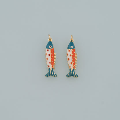 Gold Fish Charms,18K Gold Filled Fish Pendant,Enamel Ocean Charm Bracelet Necklace for DIY Jewelry Making Supply