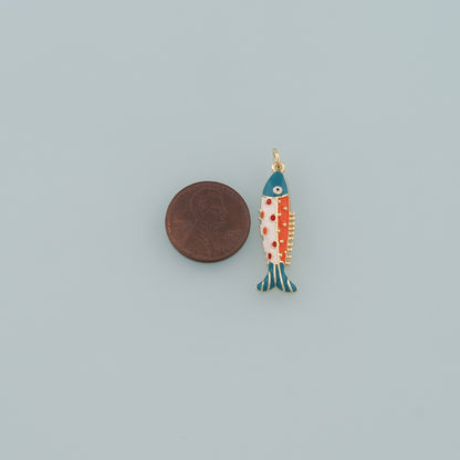 Gold Fish Charms,18K Gold Filled Fish Pendant,Enamel Ocean Charm Bracelet Necklace for DIY Jewelry Making Supply