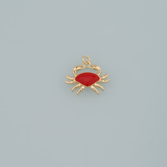 Gold Marine Life Charms,18K Gold Filled Crab Pendant,Enamel Crab Charms Bracelet Necklace for DIY Jewelry Making Supply