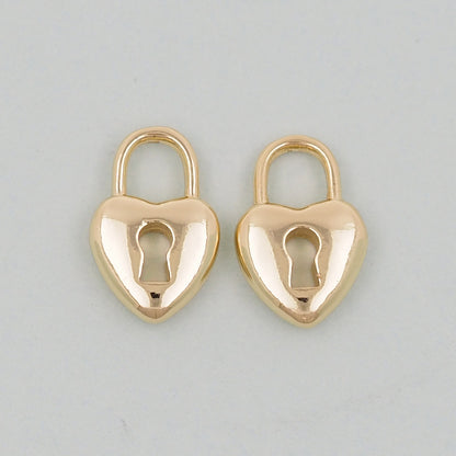 Gold Key Lock Charms,18K Gold Filled Key Pendant,Heart Lock Charm Bracelet Necklace for DIY Jewelry Making Supply