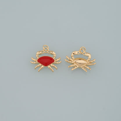 Gold Marine Life Charms,18K Gold Filled Crab Pendant,Enamel Crab Charms Bracelet Necklace for DIY Jewelry Making Supply