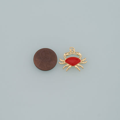 Gold Marine Life Charms,18K Gold Filled Crab Pendant,Enamel Crab Charms Bracelet Necklace for DIY Jewelry Making Supply