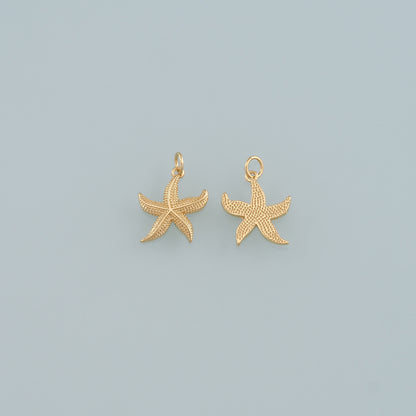 Gold Starfish Charms,18K Gold Filled Sea Star Pendant,Starfish Charm Bracelet Necklace for DIY Jewelry Making Supply