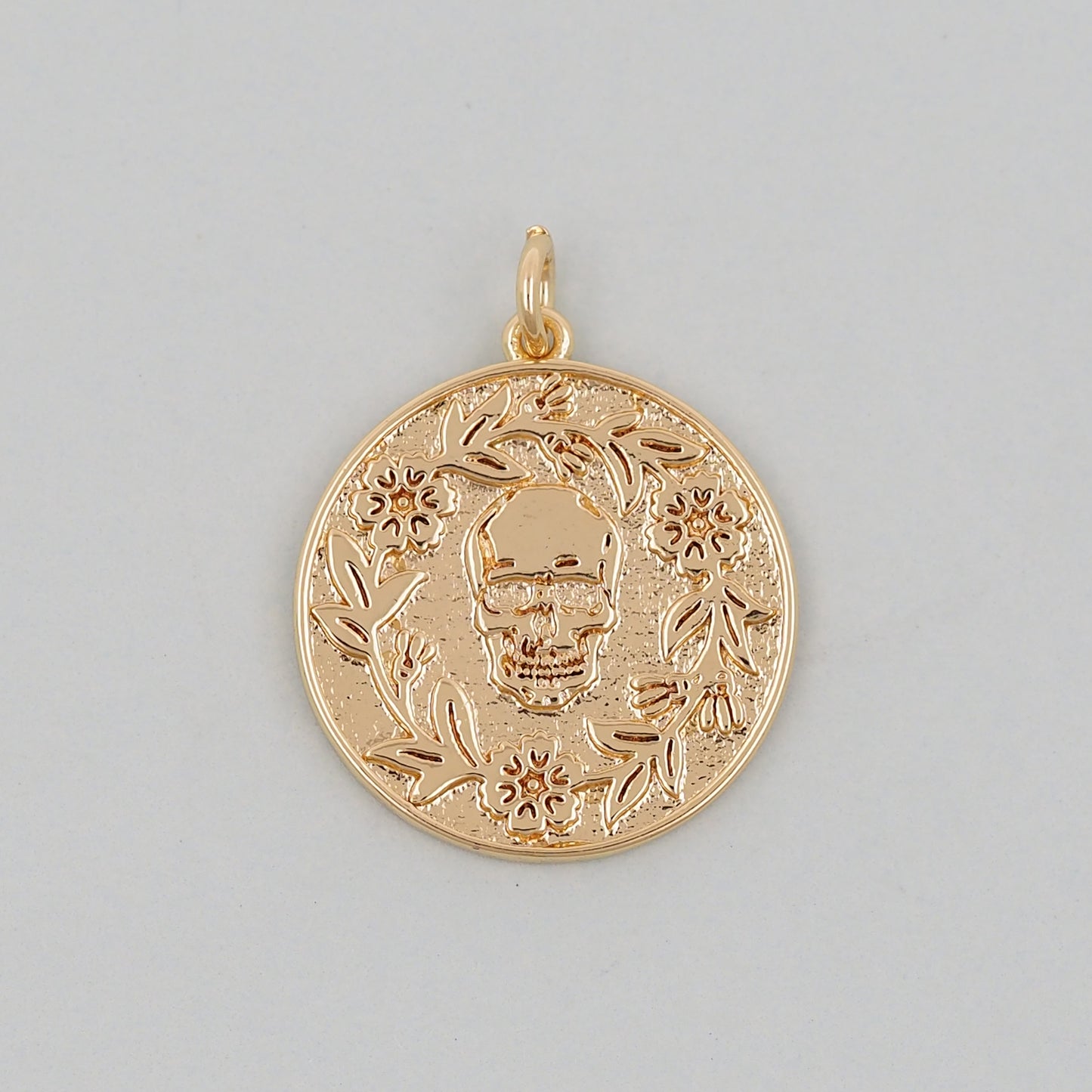 Gold Skull Charms,18K Gold Filled Skull Pendant,Skull Charm Bracelet Necklace for DIY Jewelry Making Supply
