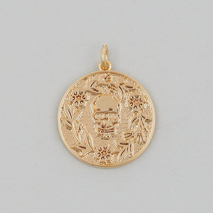Gold Skull Charms,18K Gold Filled Skull Pendant,Skull Charm Bracelet Necklace for DIY Jewelry Making Supply