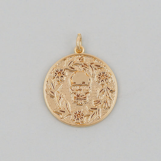 Gold Skull Charms,18K Gold Filled Skull Pendant,Skull Charm Bracelet Necklace for DIY Jewelry Making Supply