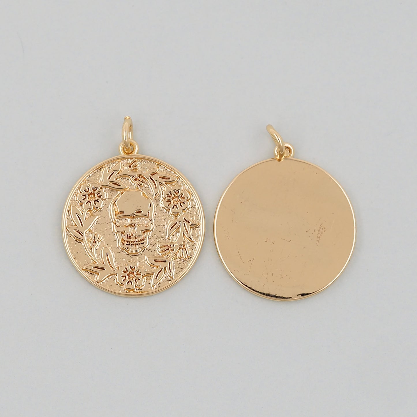 Gold Skull Charms,18K Gold Filled Skull Pendant,Skull Charm Bracelet Necklace for DIY Jewelry Making Supply