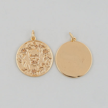 Gold Skull Charms,18K Gold Filled Skull Pendant,Skull Charm Bracelet Necklace for DIY Jewelry Making Supply