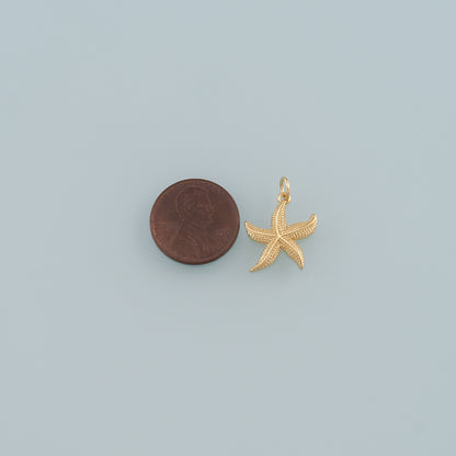 Gold Starfish Charms,18K Gold Filled Sea Star Pendant,Starfish Charm Bracelet Necklace for DIY Jewelry Making Supply