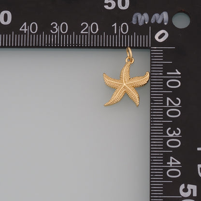 Gold Starfish Charms,18K Gold Filled Sea Star Pendant,Starfish Charm Bracelet Necklace for DIY Jewelry Making Supply