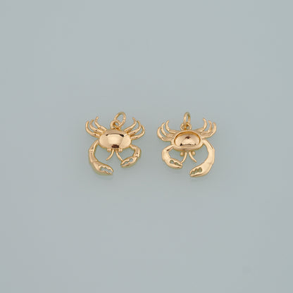 Gold Marine Life Charms,18K Gold Filled Crab Pendant,Crab Charms Bracelet Necklace for DIY Jewelry Making Supply