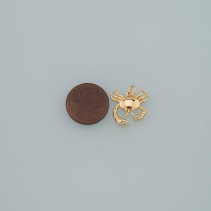 Gold Marine Life Charms,18K Gold Filled Crab Pendant,Crab Charms Bracelet Necklace for DIY Jewelry Making Supply