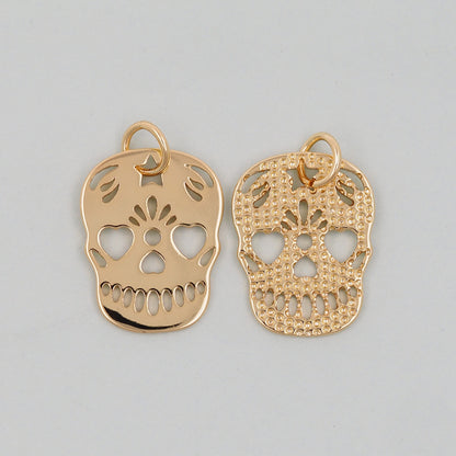 Gold Skull Charms,18K Gold Filled Skull Pendant,Skull Charm Bracelet Necklace for DIY Jewelry Making Supply