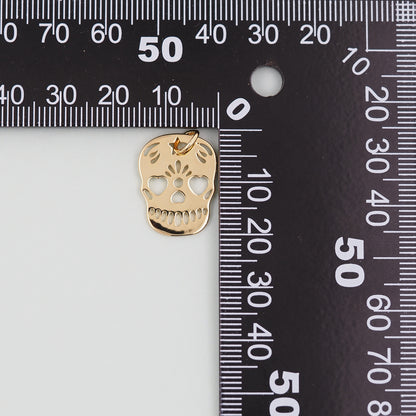Gold Skull Charms,18K Gold Filled Skull Pendant,Skull Charm Bracelet Necklace for DIY Jewelry Making Supply