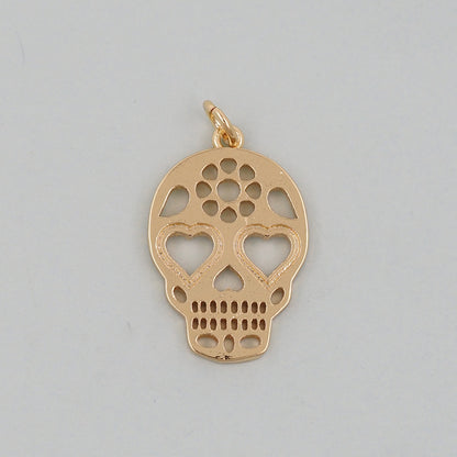 Gold Skull Charms,18K Gold Filled Skull Pendant,Skull Charm Bracelet Necklace for DIY Jewelry Making Supply