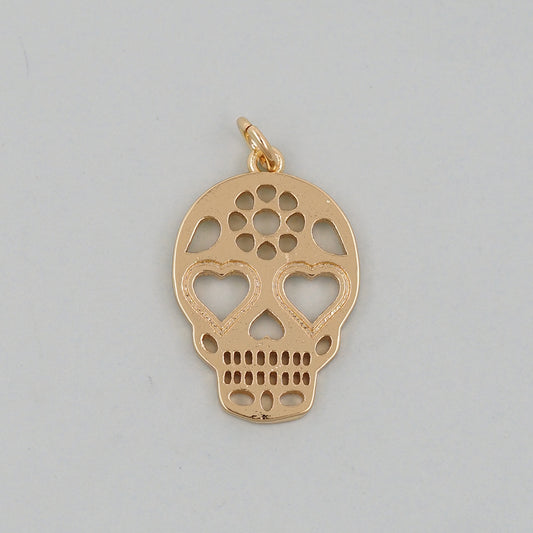 Gold Skull Charms,18K Gold Filled Skull Pendant,Skull Charm Bracelet Necklace for DIY Jewelry Making Supply