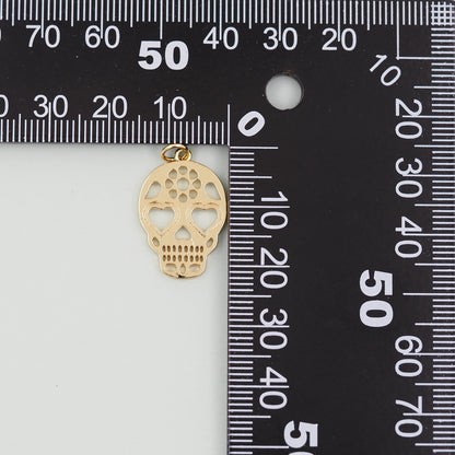 Gold Skull Charms,18K Gold Filled Skull Pendant,Skull Charm Bracelet Necklace for DIY Jewelry Making Supply