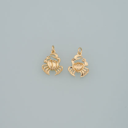 Gold Marine Life Charms,18K Gold Filled Crab Pendant,Crab Charms Bracelet Necklace for DIY Jewelry Making Supply