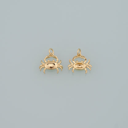 Gold Marine Life Charms,18K Gold Filled Crab Pendant,Crab Charms Bracelet Necklace for DIY Jewelry Making Supply
