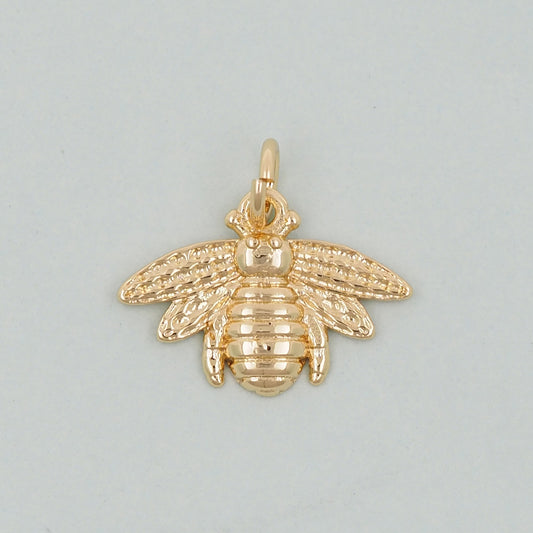 Gold Bee Charms,18K Gold Filled Coin Bee Pendant,Bee Charm Bracelet Necklace for DIY Jewelry Making Supply