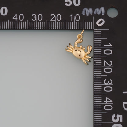 Gold Marine Life Charms,18K Gold Filled Crab Pendant,Crab Charms Bracelet Necklace for DIY Jewelry Making Supply