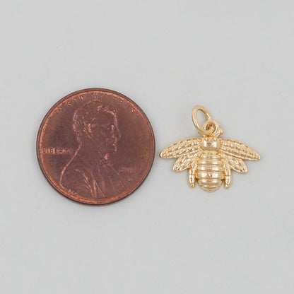 Gold Bee Charms,18K Gold Filled Coin Bee Pendant,Bee Charm Bracelet Necklace for DIY Jewelry Making Supply