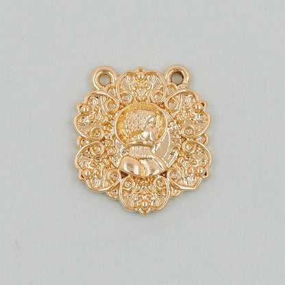Gold Geometry Charms,18K Gold Filled Round Greece Coin Pendant,geometry Charm Bracelet Necklace for DIY Jewelry Making Supply