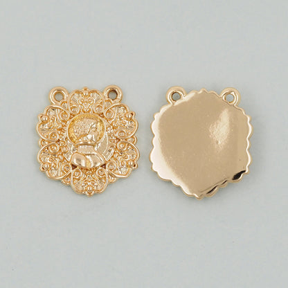 Gold Geometry Charms,18K Gold Filled Round Greece Coin Pendant,geometry Charm Bracelet Necklace for DIY Jewelry Making Supply