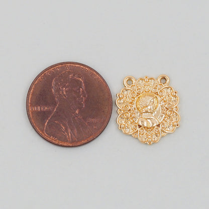 Gold Geometry Charms,18K Gold Filled Round Greece Coin Pendant,geometry Charm Bracelet Necklace for DIY Jewelry Making Supply