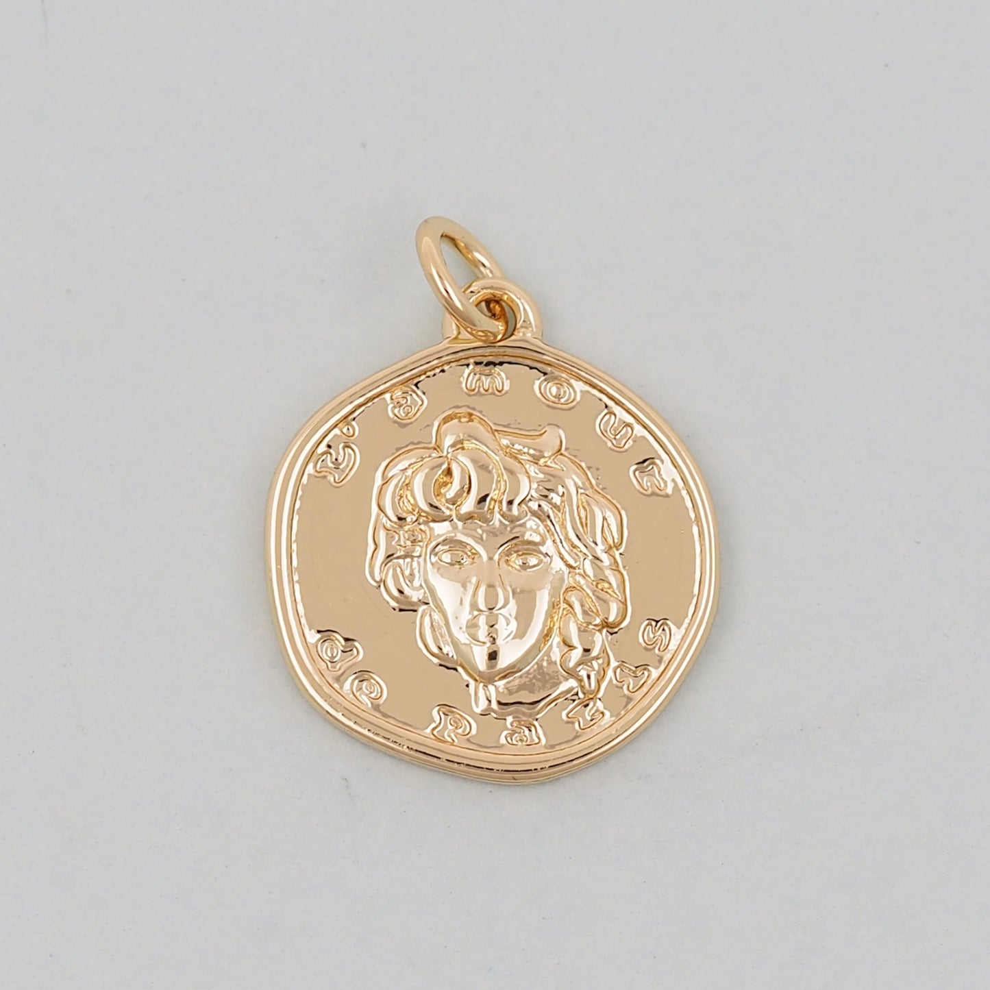Gold Geometry Charms,18K Gold Filled Round Greece Coin Pendant,geometry Charm Bracelet Necklace for DIY Jewelry Making Supply