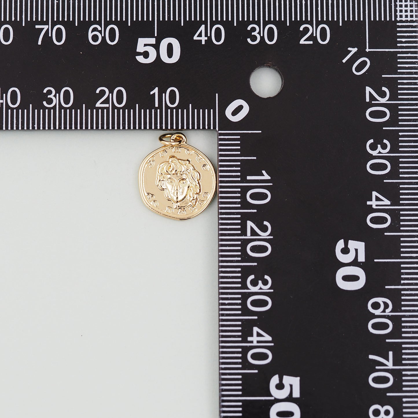 Gold Geometry Charms,18K Gold Filled Round Greece Coin Pendant,geometry Charm Bracelet Necklace for DIY Jewelry Making Supply